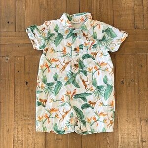 Janie and jack tropical monkey short sleeve button front romper